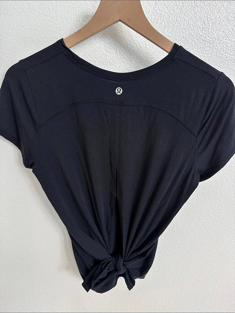 lululemon Open Up Tie Back Tee Black Short Sleeve Top 6